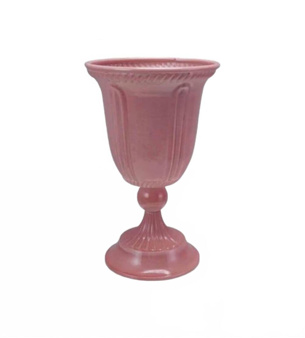 NEW CREATIVE CO-OP metal footed decorative urn in pink